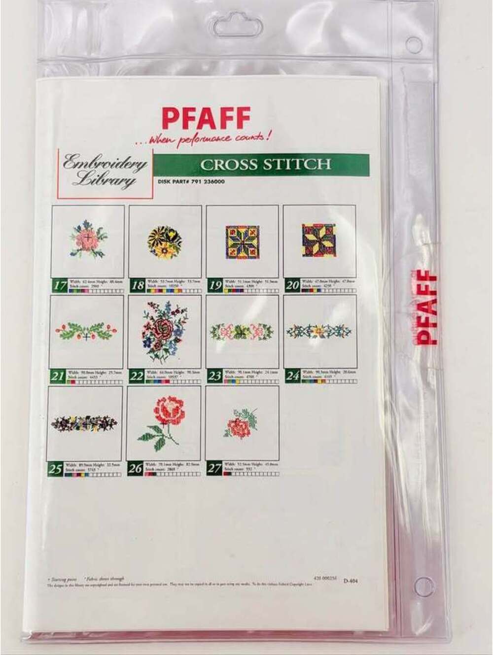 Pfaff Embroidery Library Cross Stitch Disk Part# 791 236000